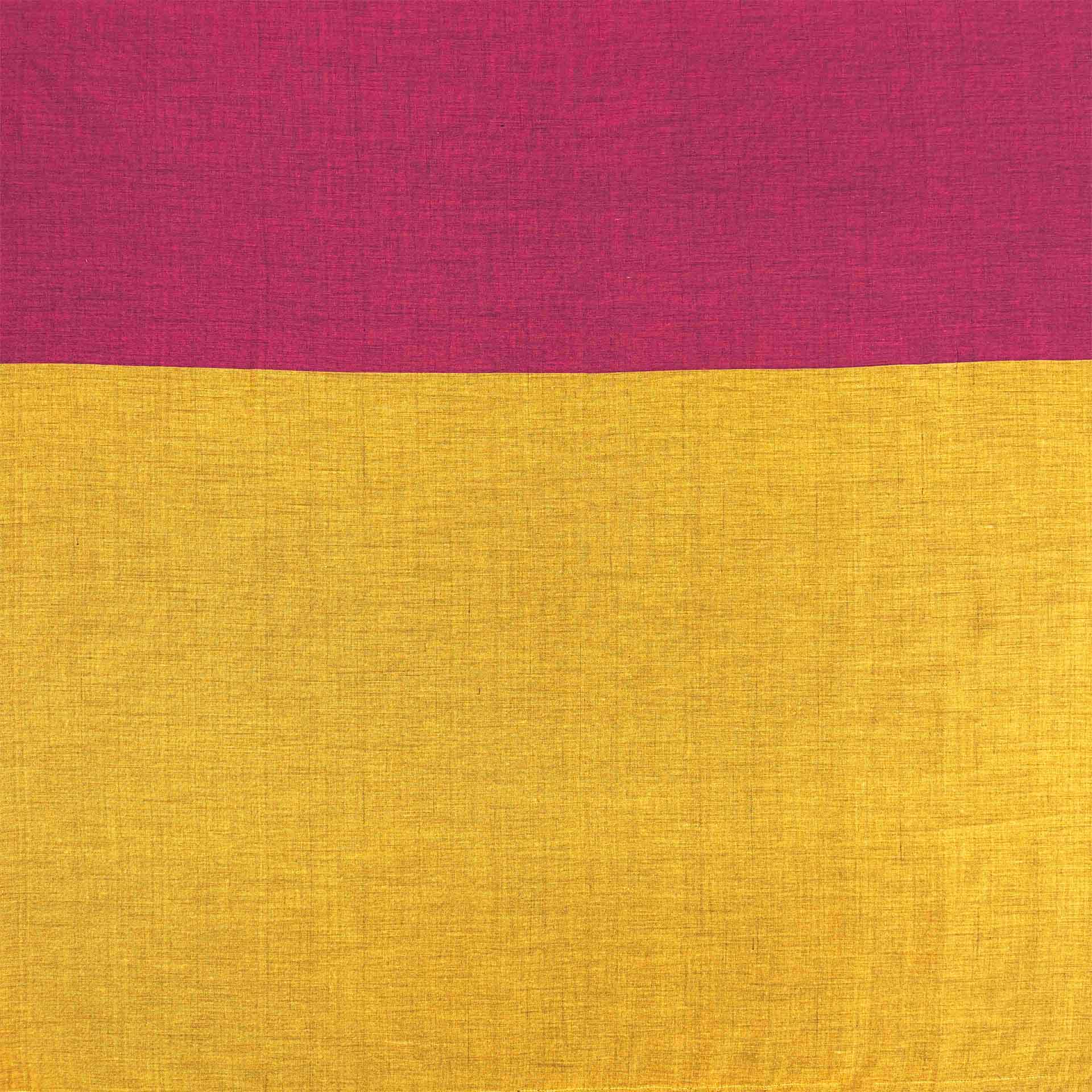 Khadi Cotton Saree - Pink and Yellow