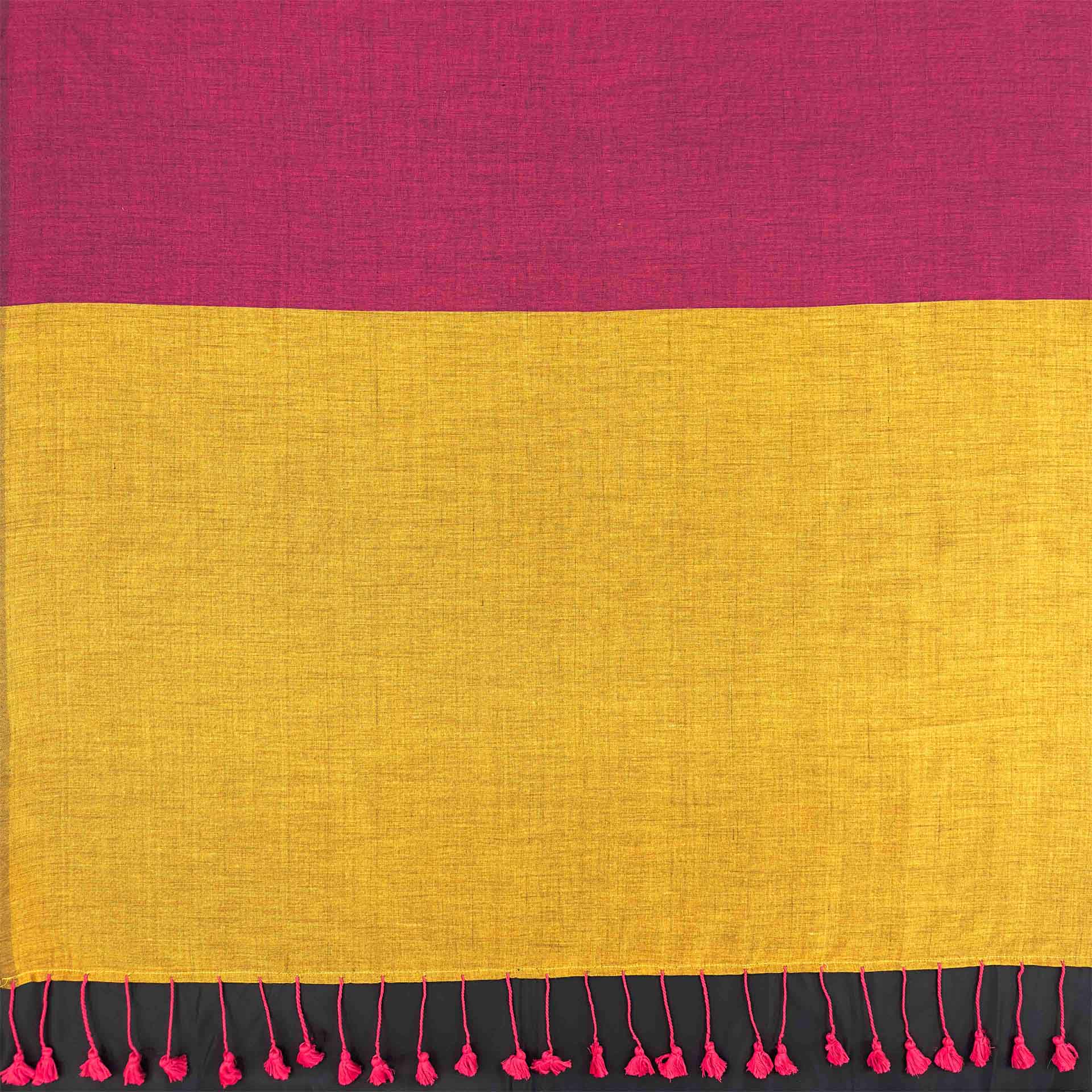 Khadi Cotton Saree - Pink and Yellow