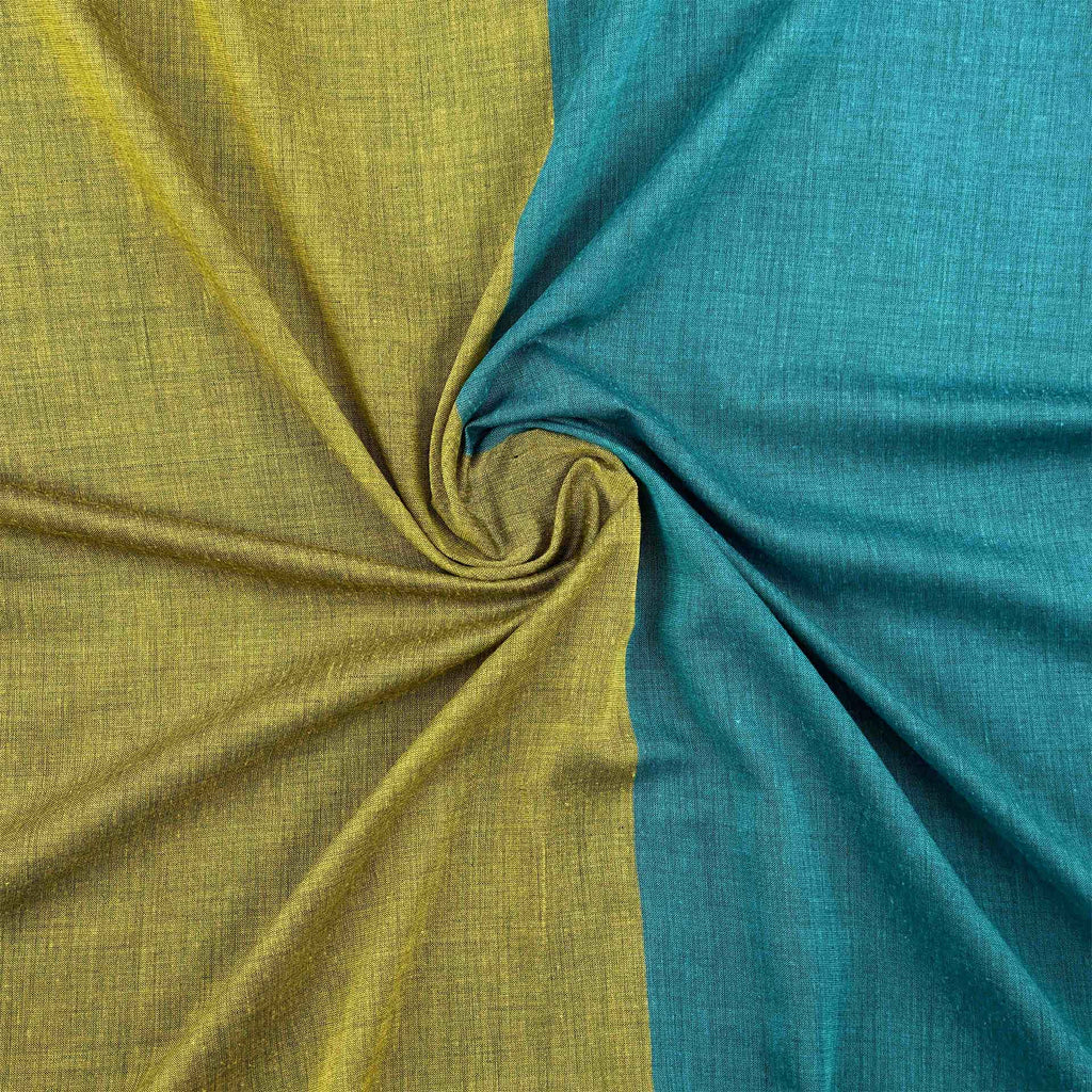 Khadi Cotton Saree - Blue and Yellow