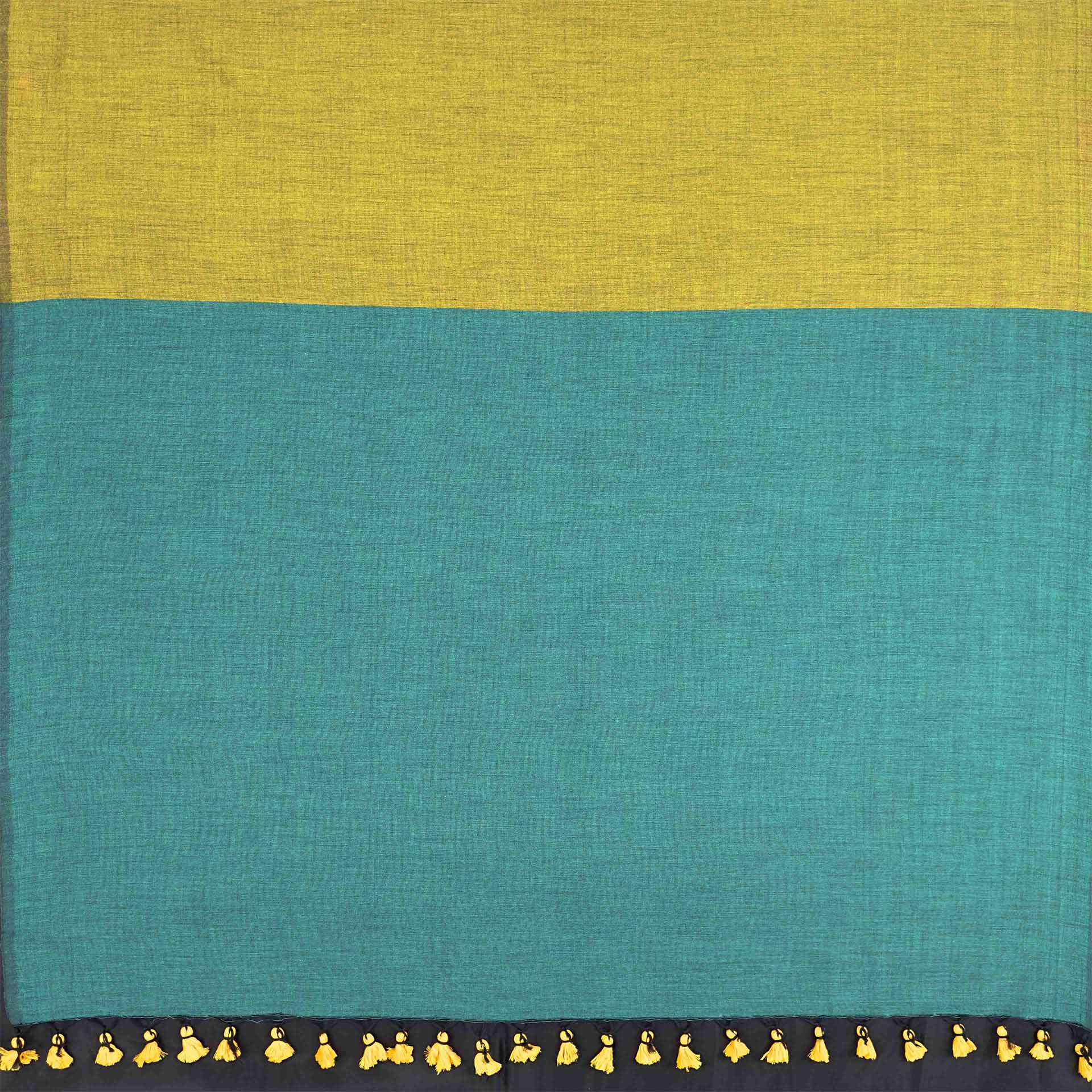 Khadi Cotton Saree - Blue and Yellow