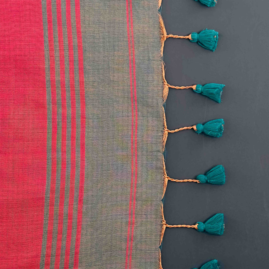 Khadi Cotton Saree - Temple Border