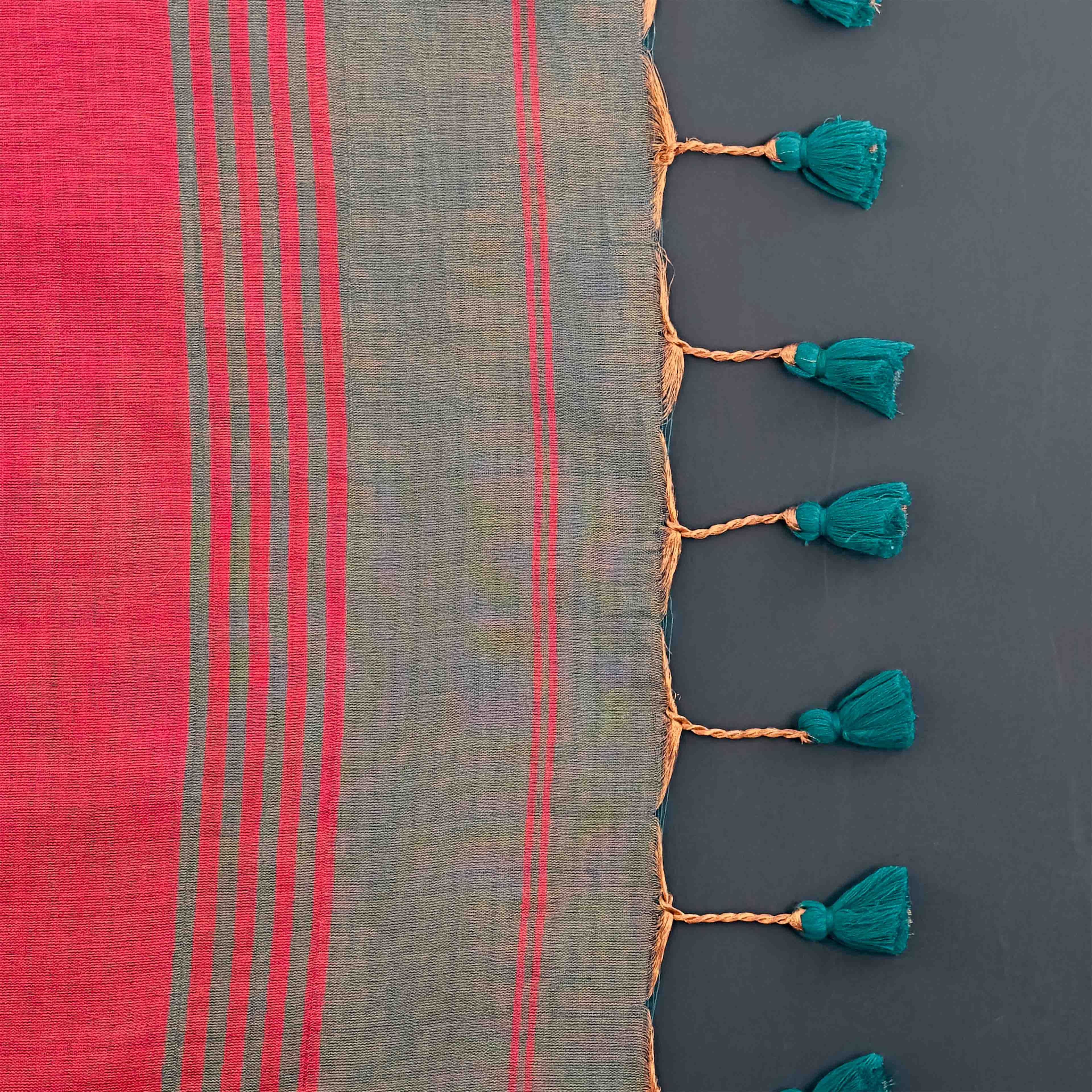Khadi Cotton Saree - Temple Border