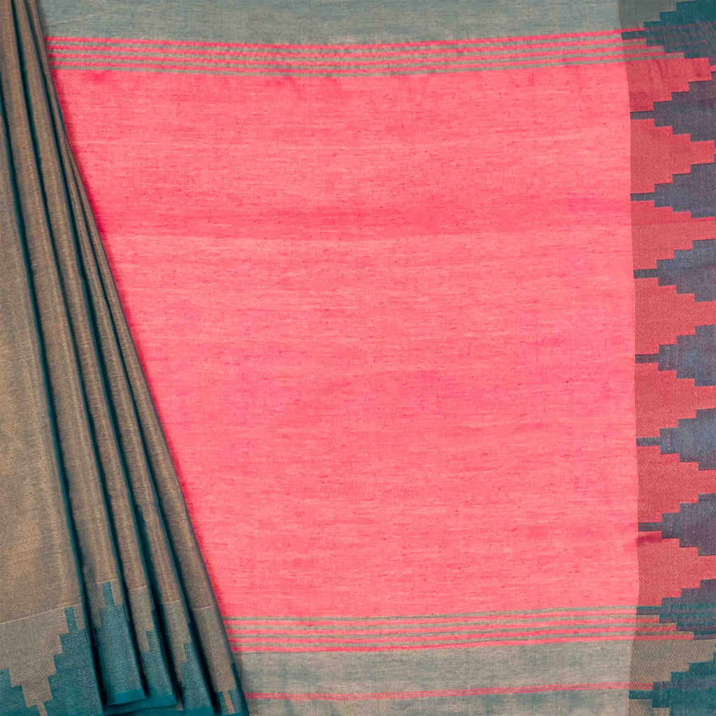 Khadi Cotton Saree - Temple Border