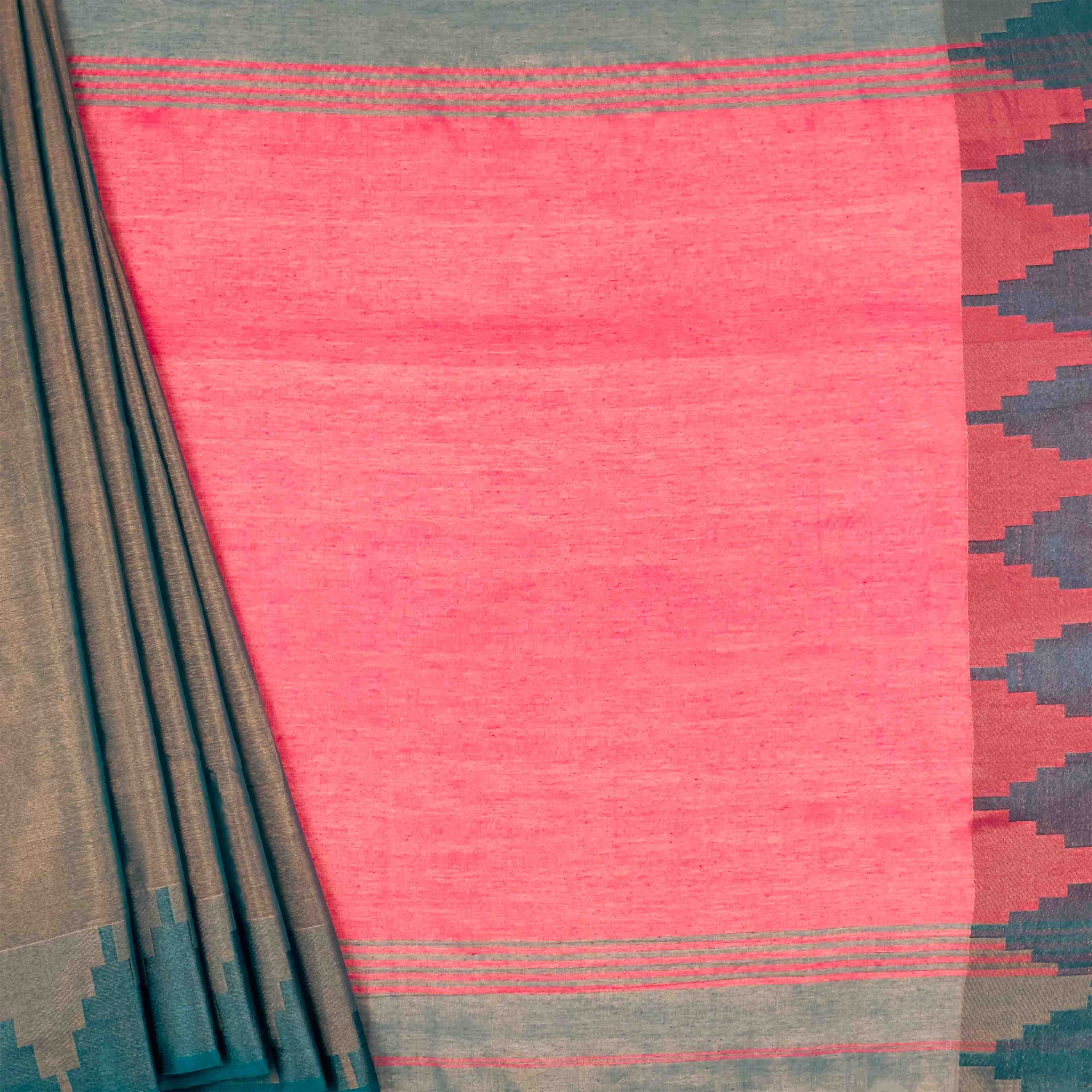 Khadi Cotton Saree - Temple Border