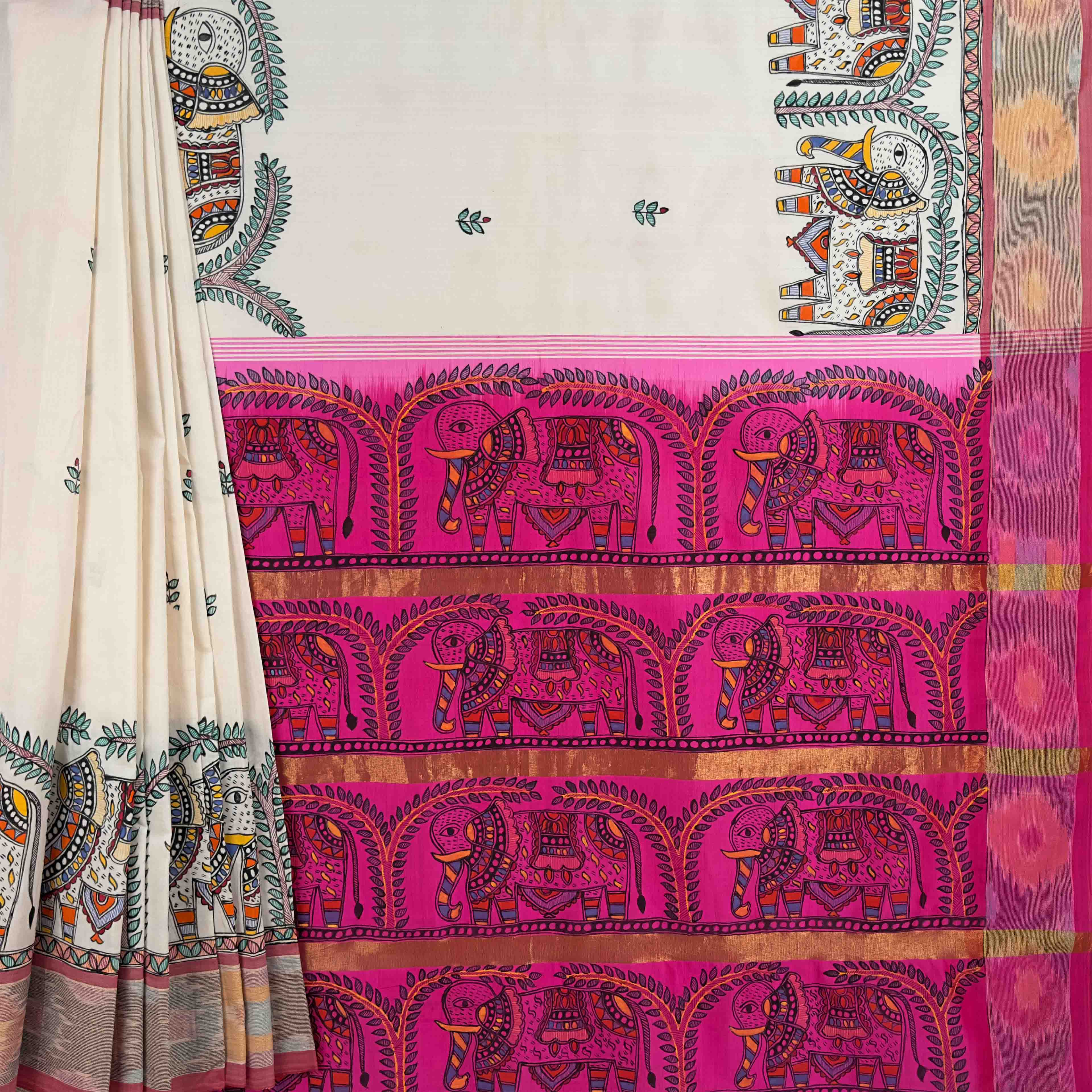 Tripura Silk Saree - Madhubani Painting