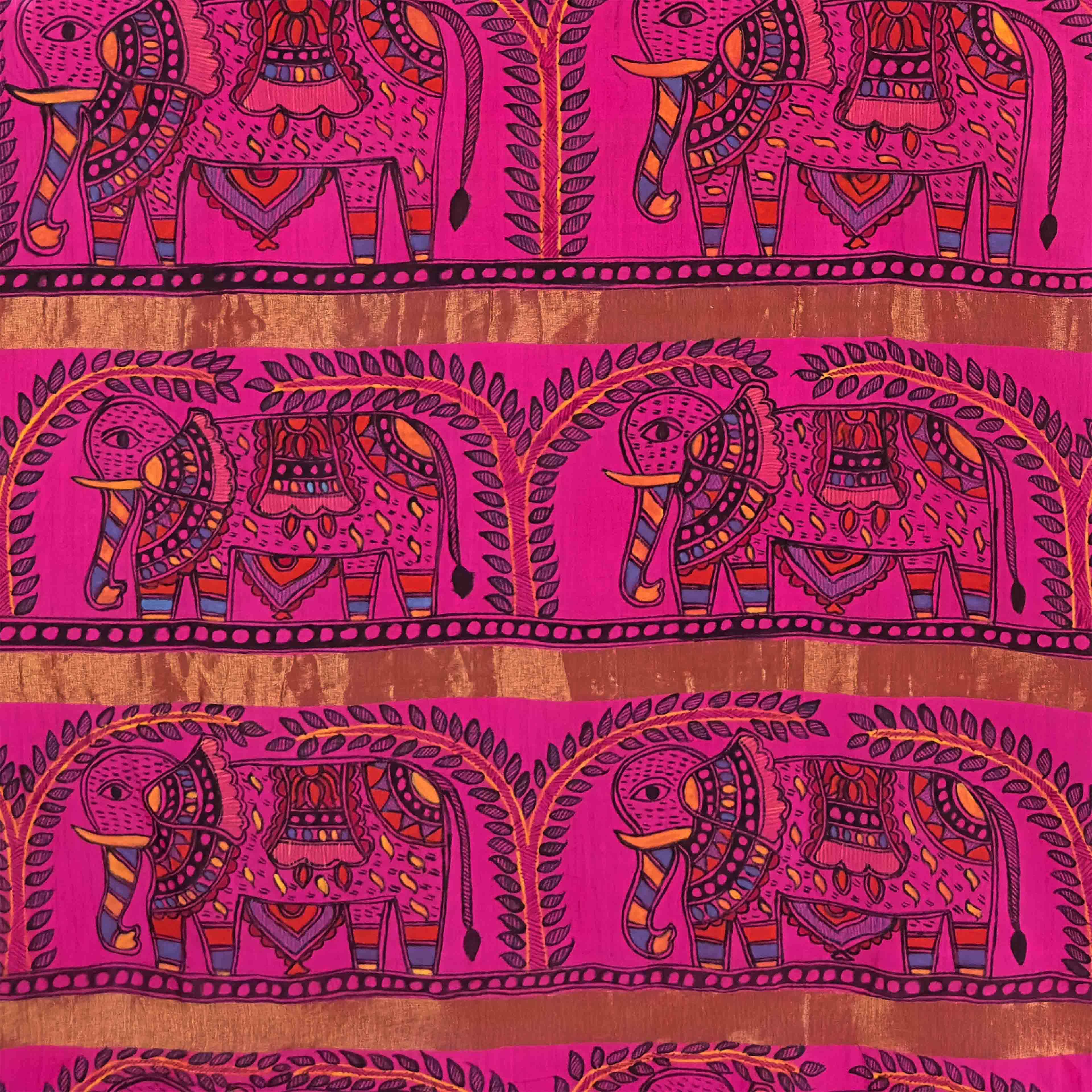 Tripura Silk Saree - Madhubani Painting
