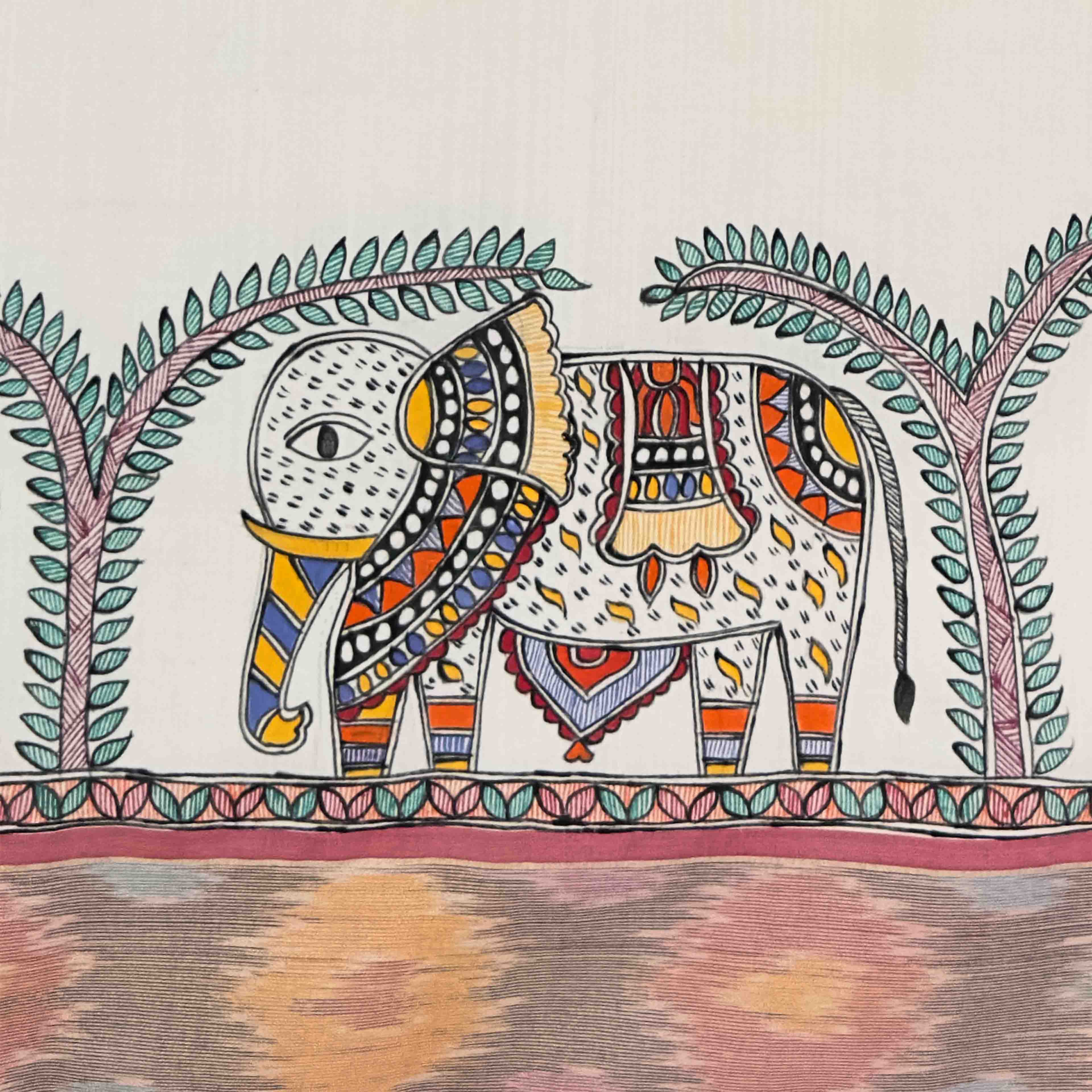 Tripura Silk Saree - Madhubani Painting