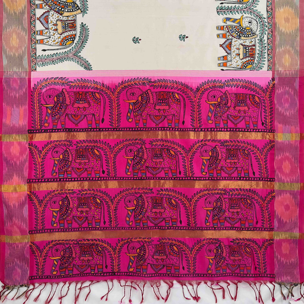 Tripura Silk Saree - Madhubani Painting