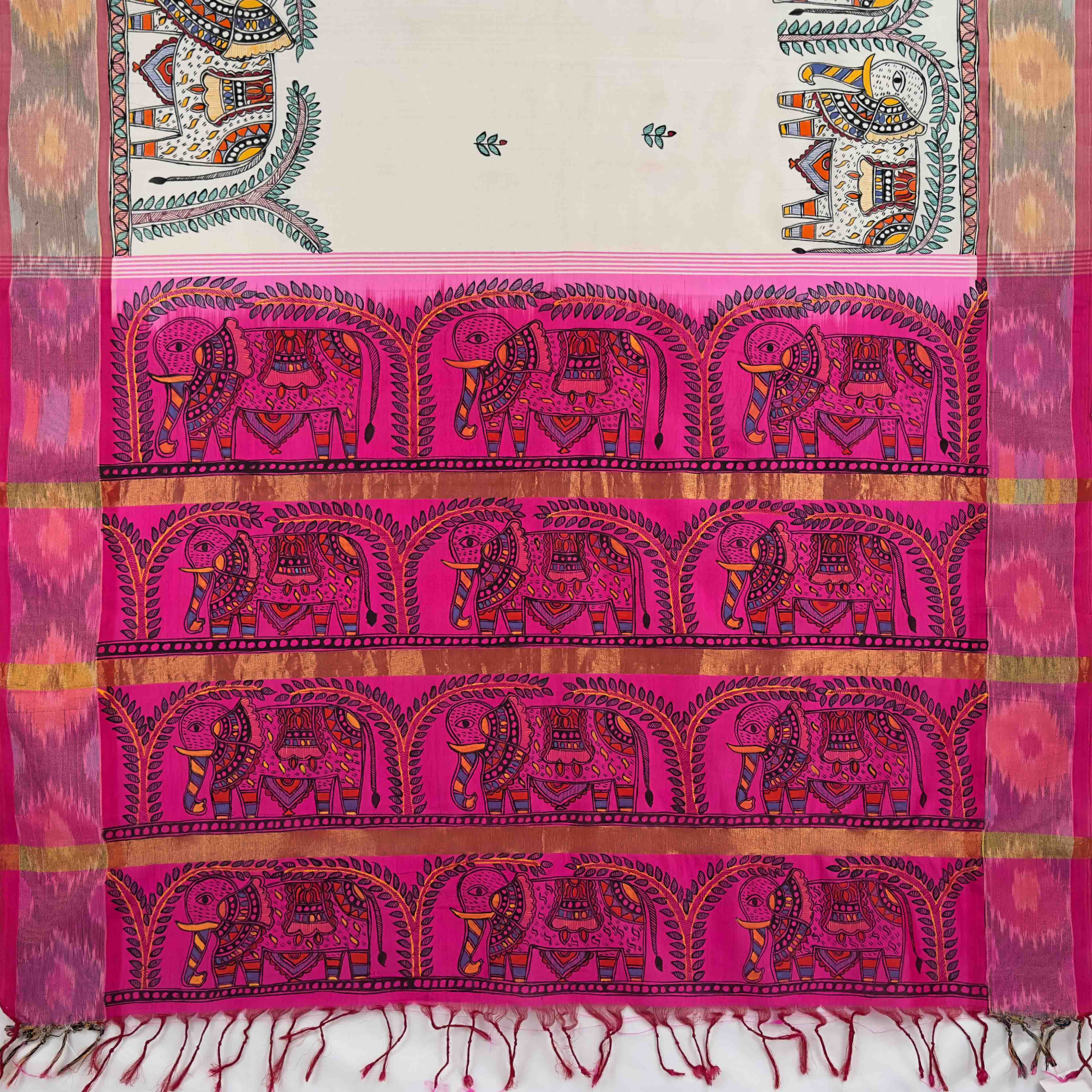 Tripura Silk Saree - Madhubani Painting